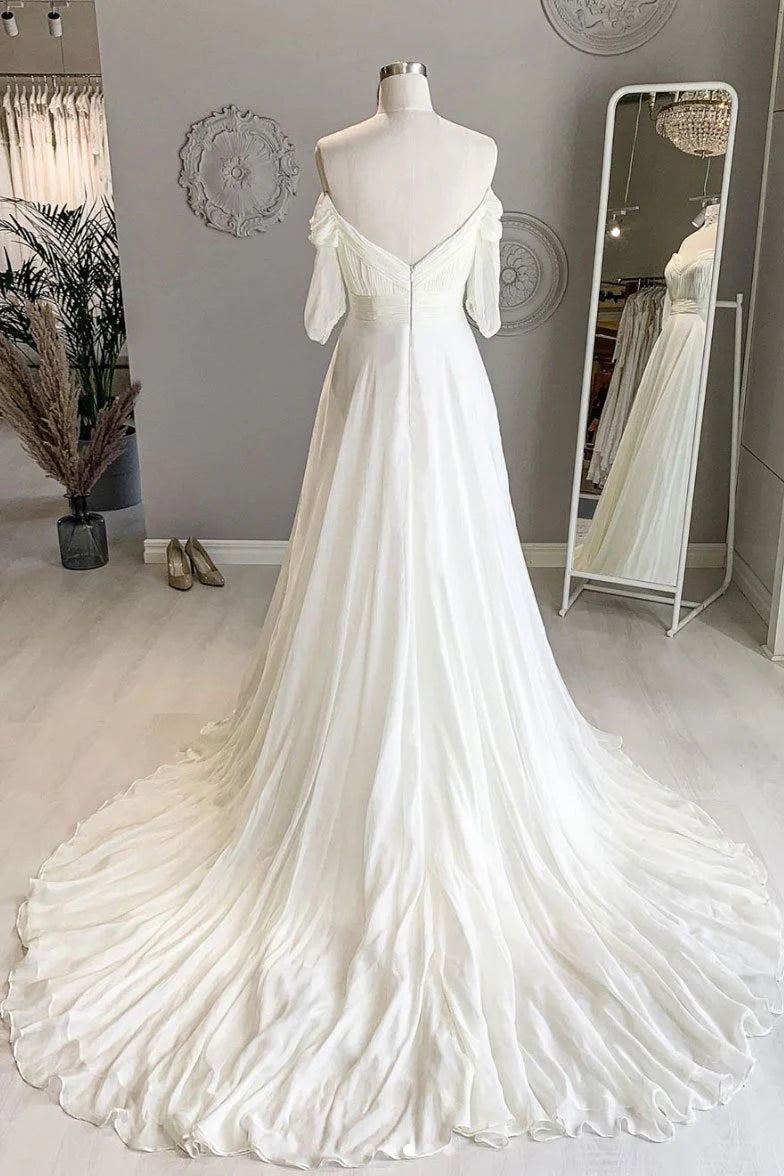 Weitese Formal Women's Dresses White Sweetheart Chiffon Long Prom Dress White Formal Dress Prom Dresses Stores